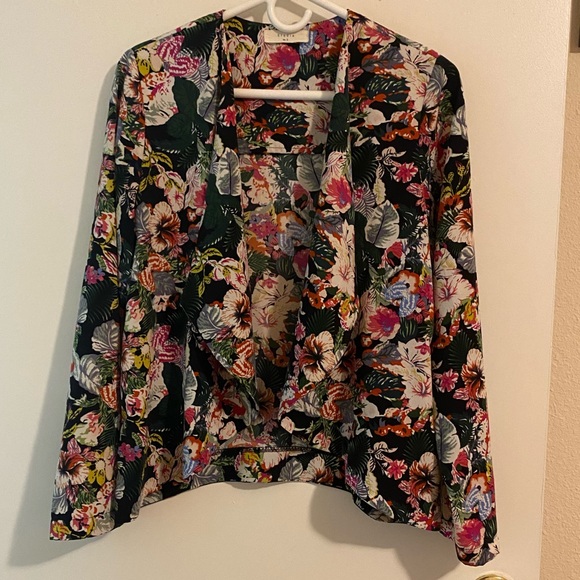 Elodie Open Blazer Jacket - Size Small - Black Floral Pattern - Picture 1 of 5